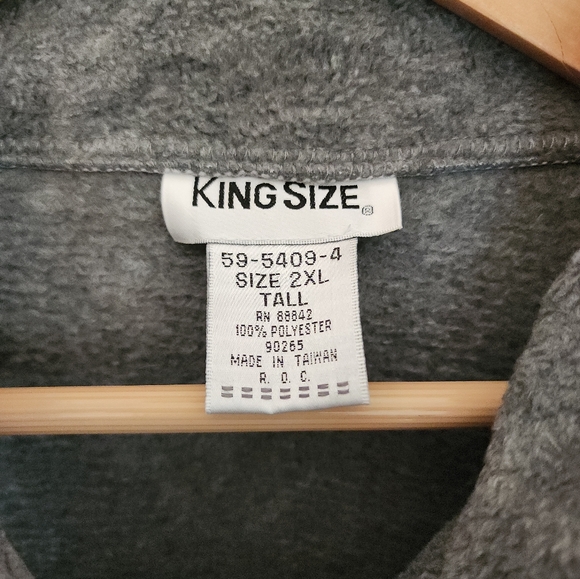 King Size - Full Zip Fleece Jacket, 2XL Tall, Gray - Picture 3 of 3